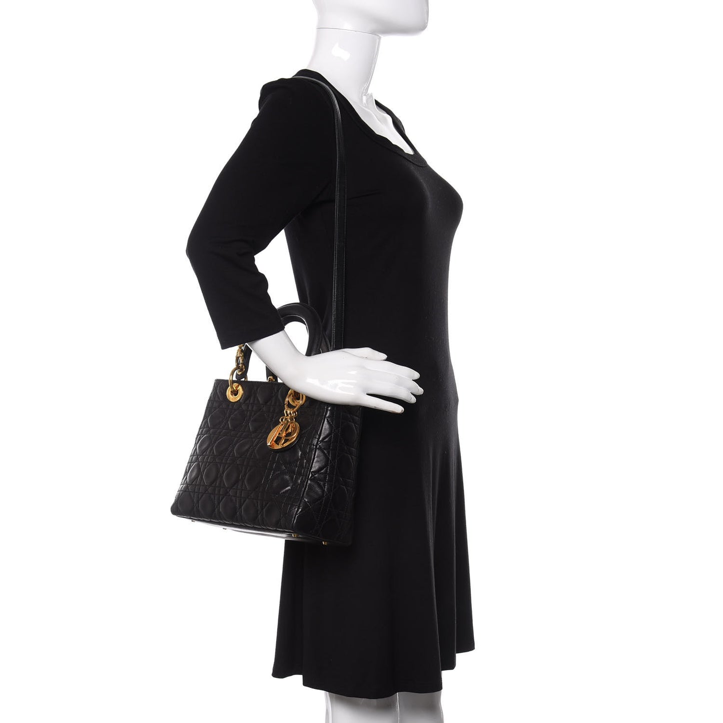 Lambskin Cannage Medium Lady Dior Black