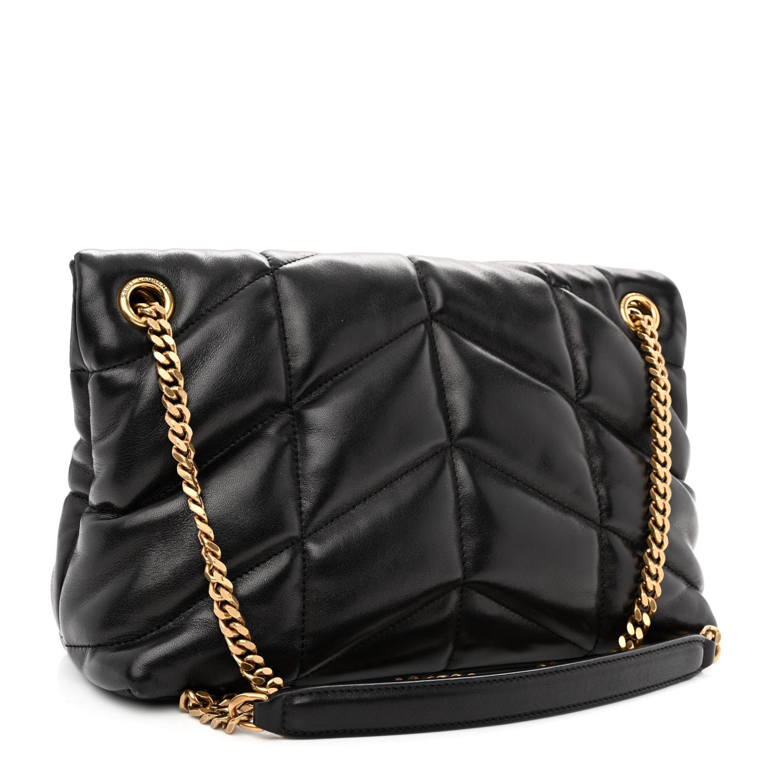 Saint Laurent Lambskin Quilted Small Loulou Puffer Monogram Chain Satchel Black 2 of 9