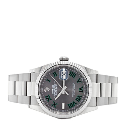 Rolex Stainless Steel 18K White Gold 36mm Oyster Perpetual Wimbledon Datejust Watch Slate 126234 2 of 5