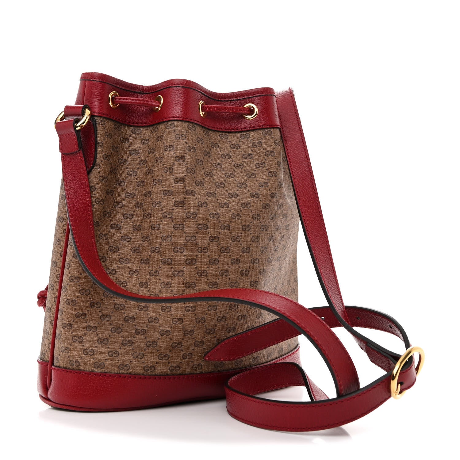 Gucci X DORAEMON Vintage GG Supreme Monogram Small Bucket Bag Beige Cherry Red 3 of 13