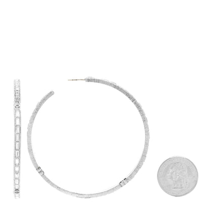 Chanel Baguette Crystal CC Hoop Earrings Silver 2 of 5