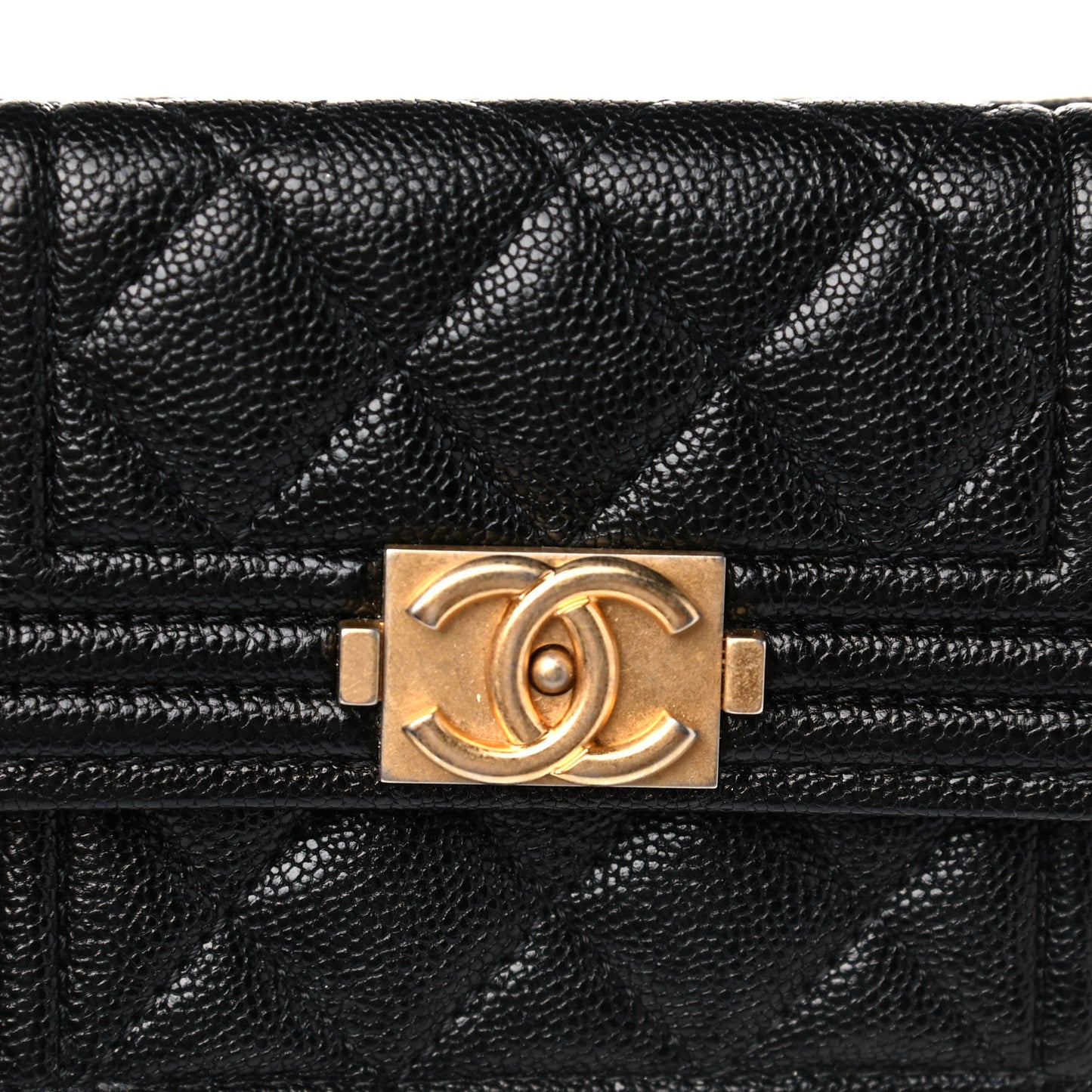 Caviar Quilted Small Boy Flap Wallet Black