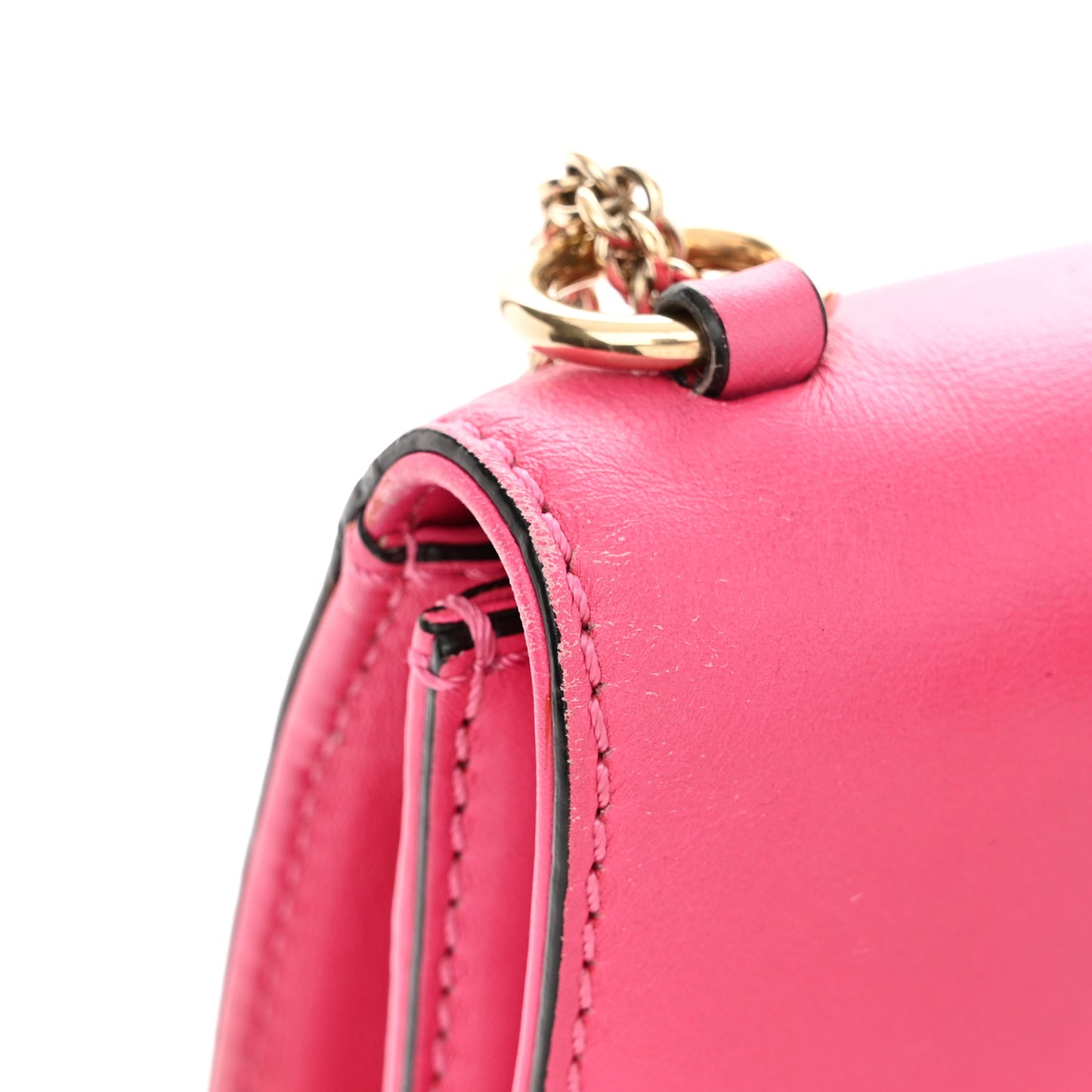 Vitello Medium Glam Lock Rockstud Flap Fuxia Fluo