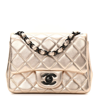 Chanel Metallic Lambskin Quilted Mini Square Flap Gold Black 1 of 11