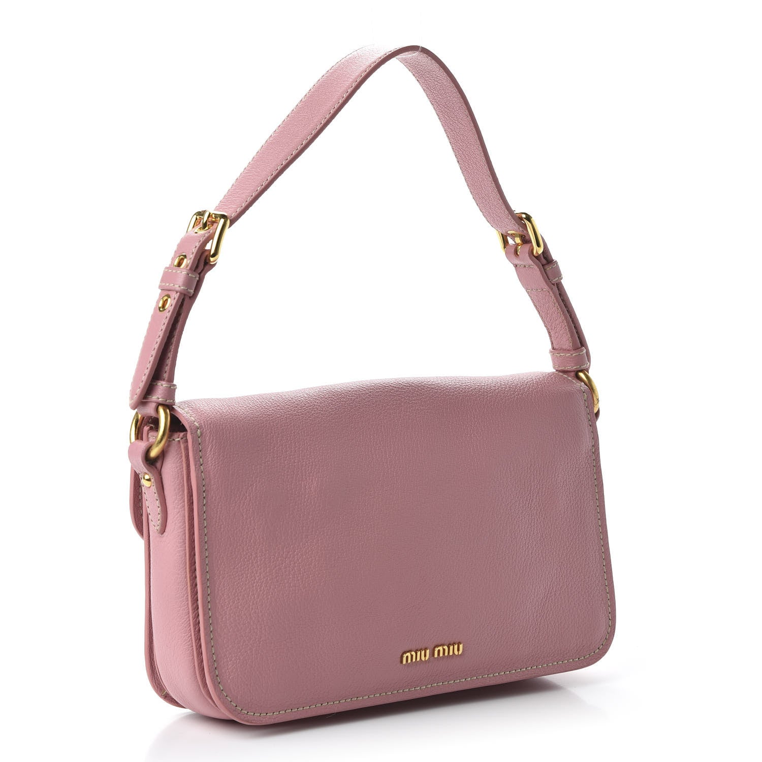 Miu Miu Goatskin Madras Shoulder Bag Rosa 3 of 9