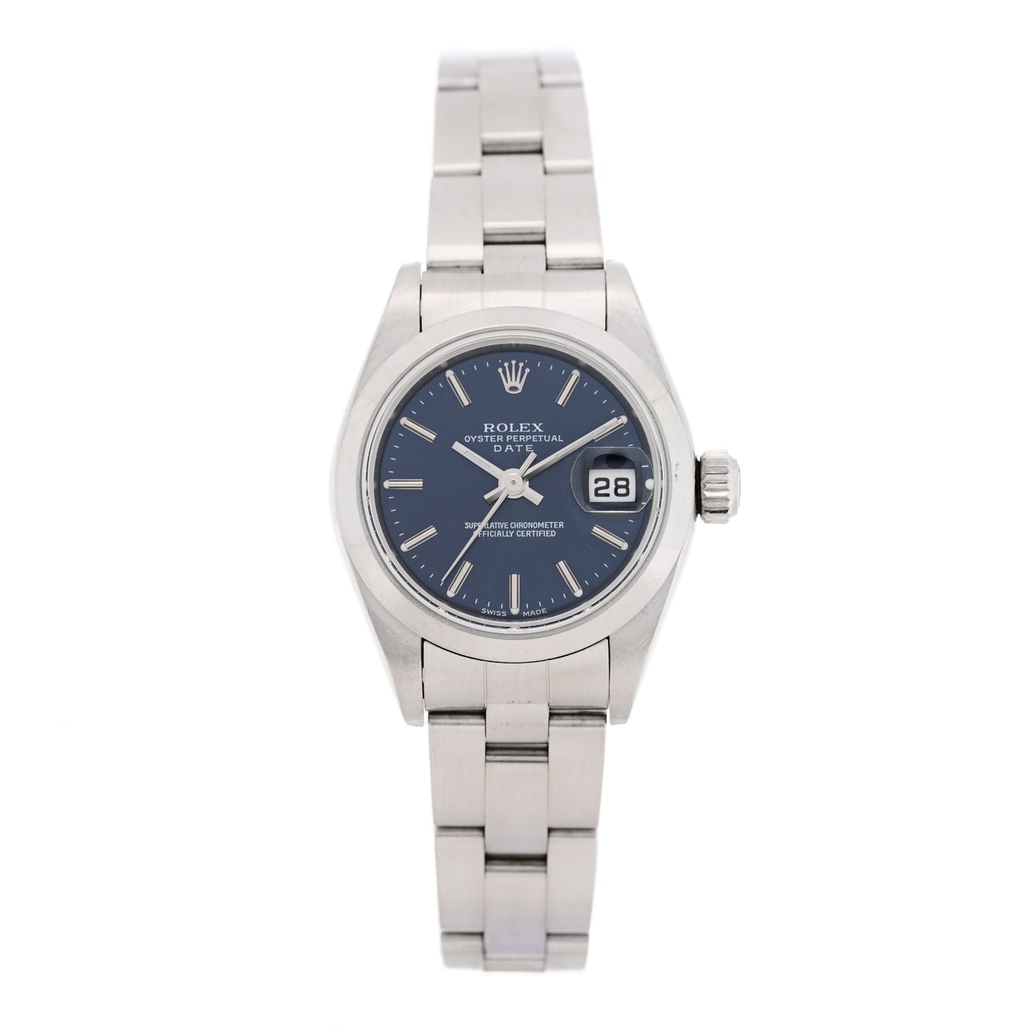 Stainless Steel 26mm Oyster Perpetual Date Watch Blue 79160