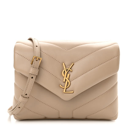Saint Laurent Calfskin Y Quilted Monogram Toy Loulou Crossbody Bag Dark Beige 1 of 10