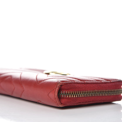 Gucci Calfskin Matelasse GG Marmont Zip Around Wallet Hibiscus Red 9 of 15