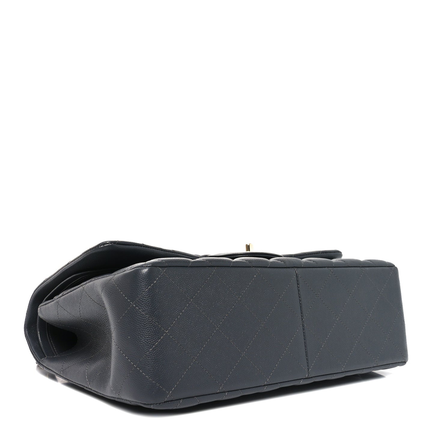 Caviar Quilted Jumbo Double Flap Dark Grey
