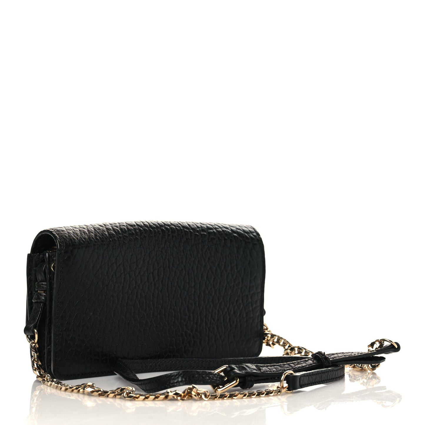 Signature Grain Small Madison Chain Clutch Black