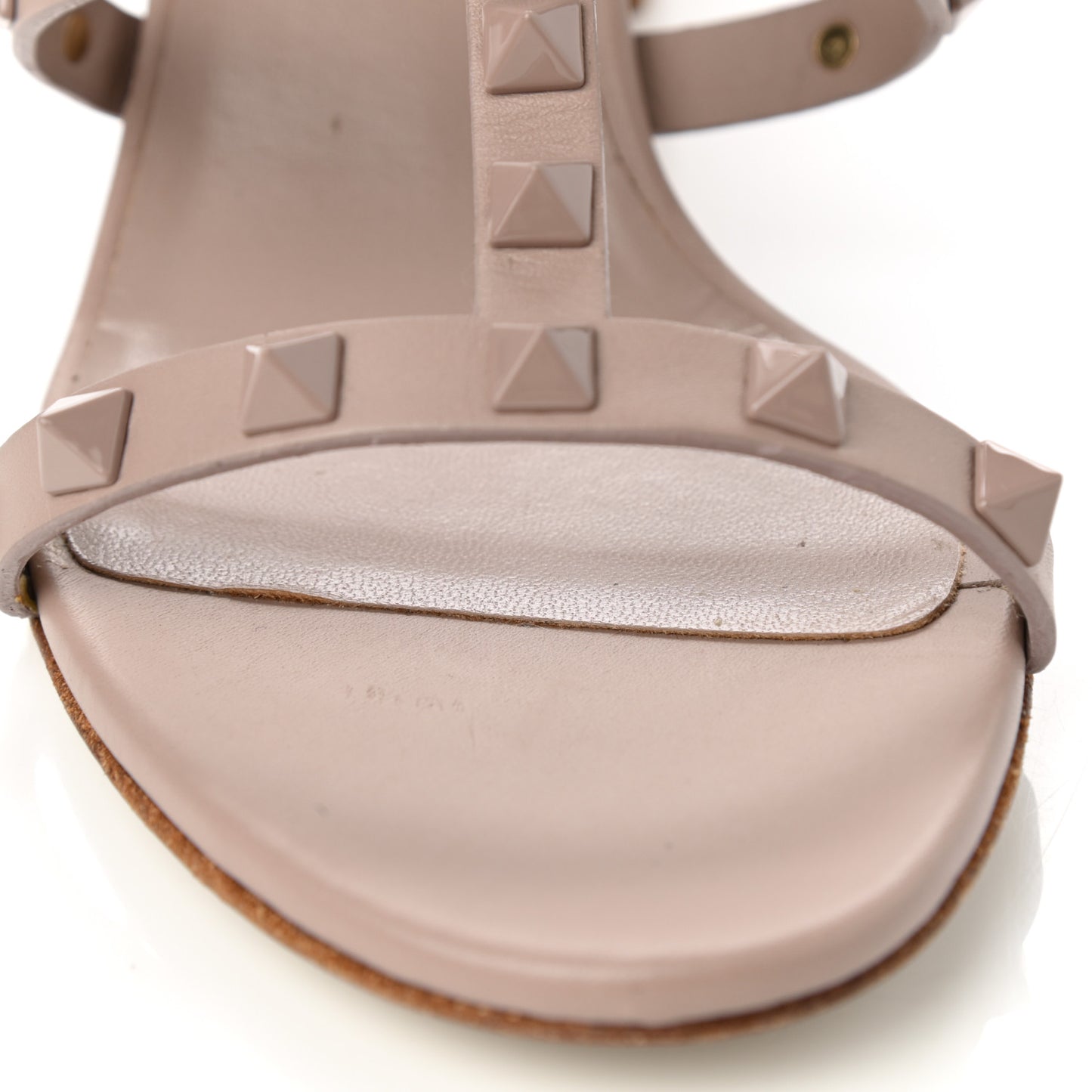 Calfskin Lacquered Monochrome Rockstud 60mm City Sandals 35.5 Poudre