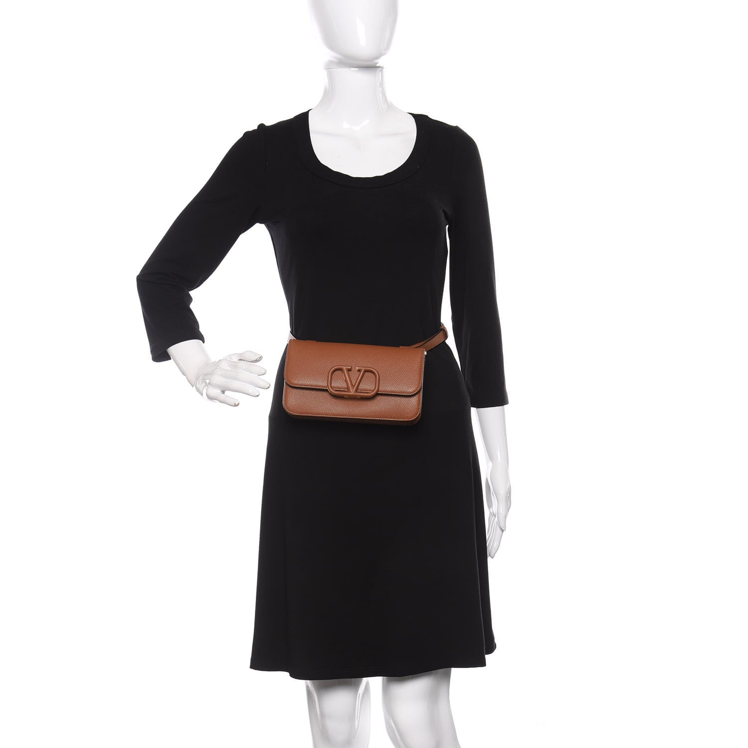 Valentino Garavani Grainy Calfskin VSling Belt Bag Saddle Brown 2 of 8
