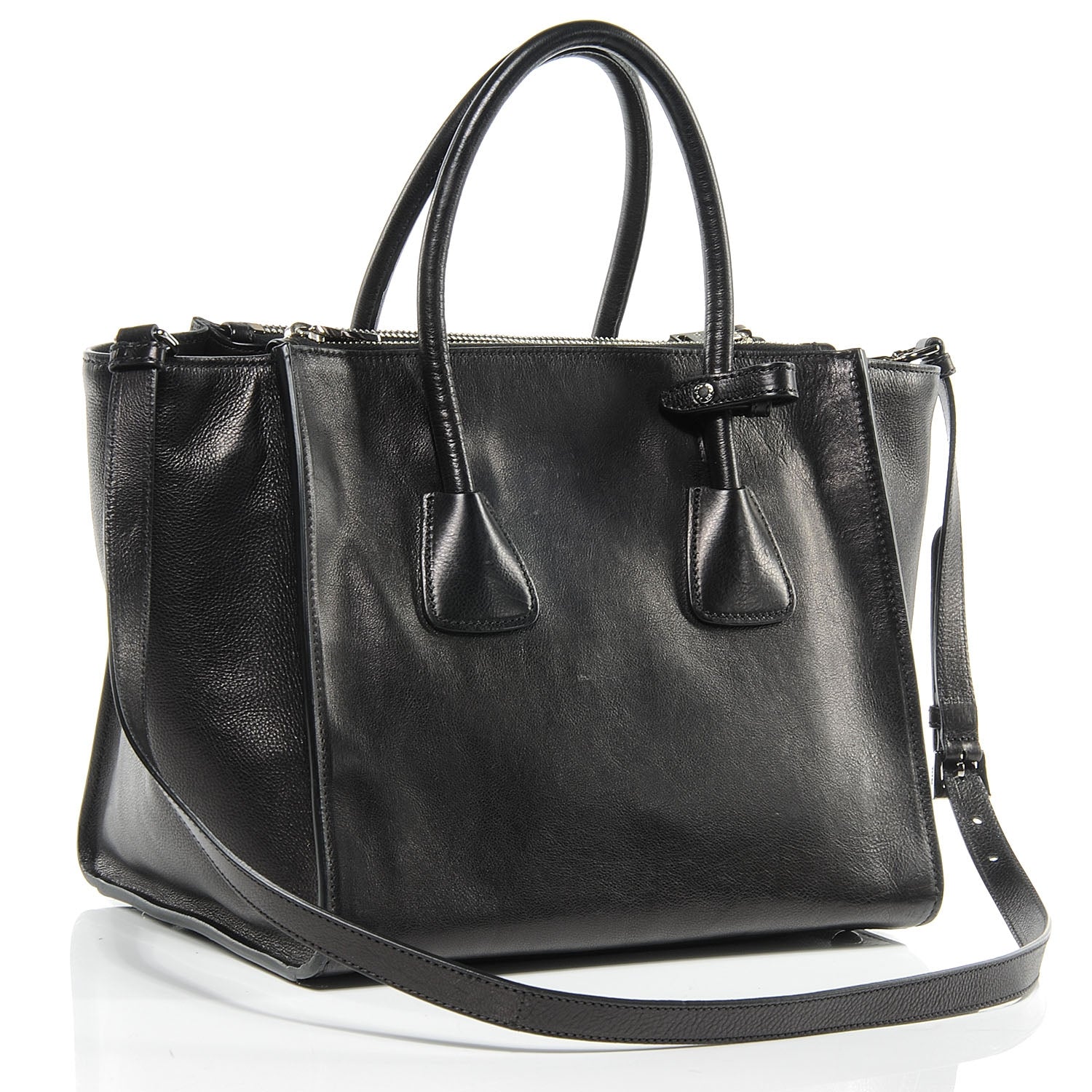 Prada Glace Calf Twin Pocket Tote Nero Black 3 of 9