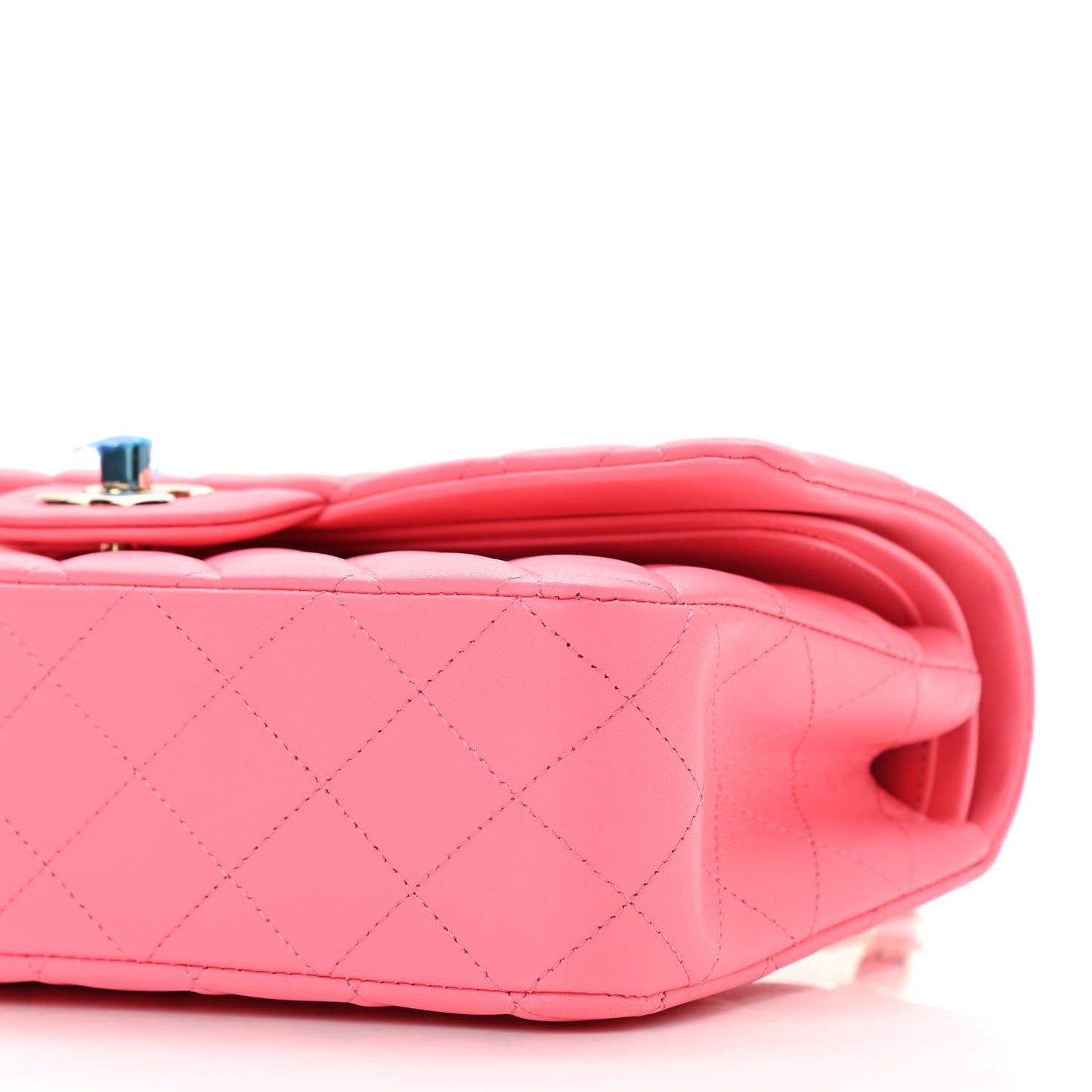 Lambskin Quilted Medium Double Flap Pink