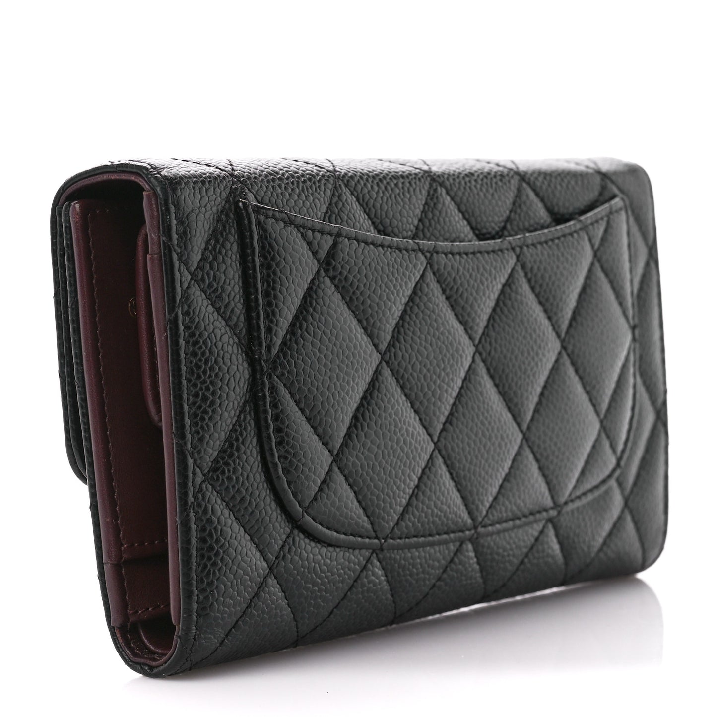 Caviar Quilted Large Flap Wallet Black