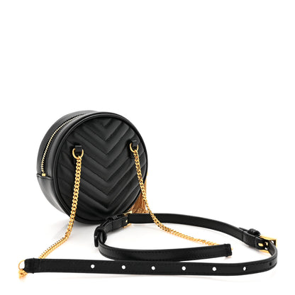 Saint Laurent Calfskin Matelasse Chevron Quilted Baby Round Vinyle Belt Bag Black 3 of 10