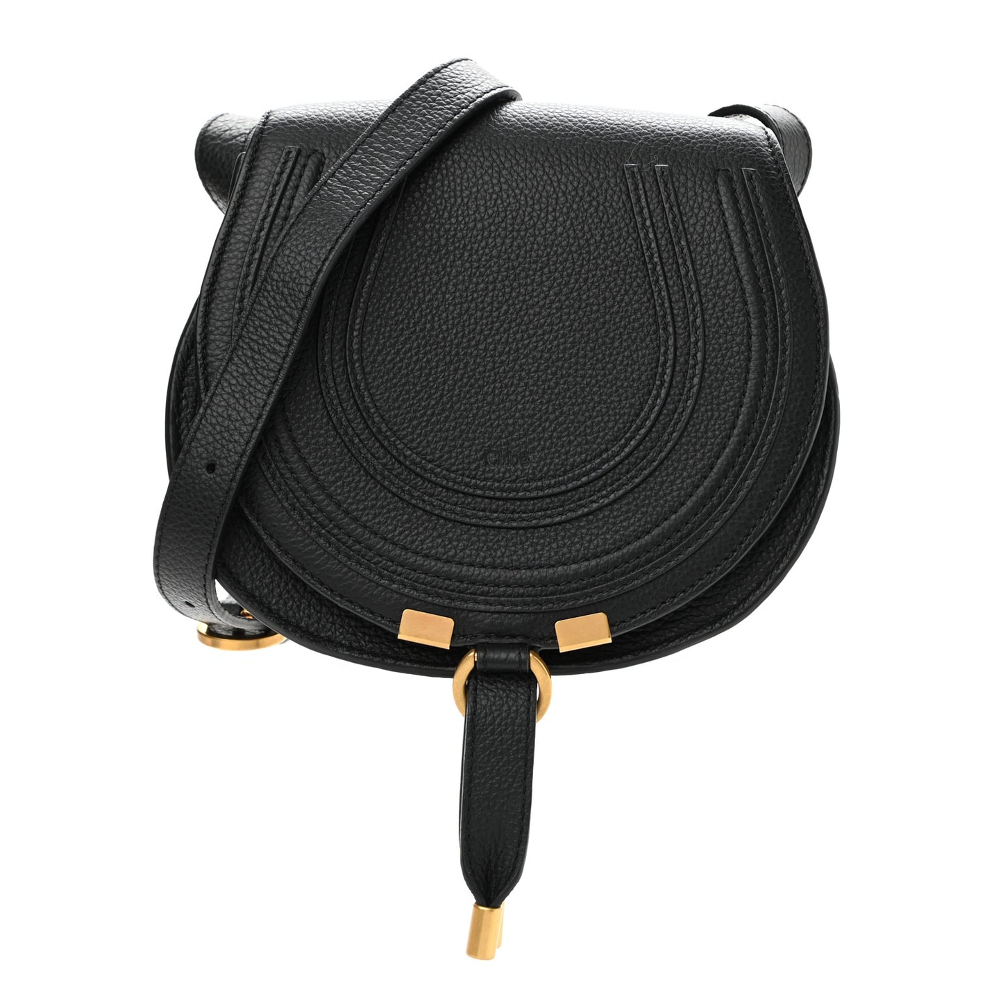Calfskin Mini Marcie Round Crossbody Bag Black