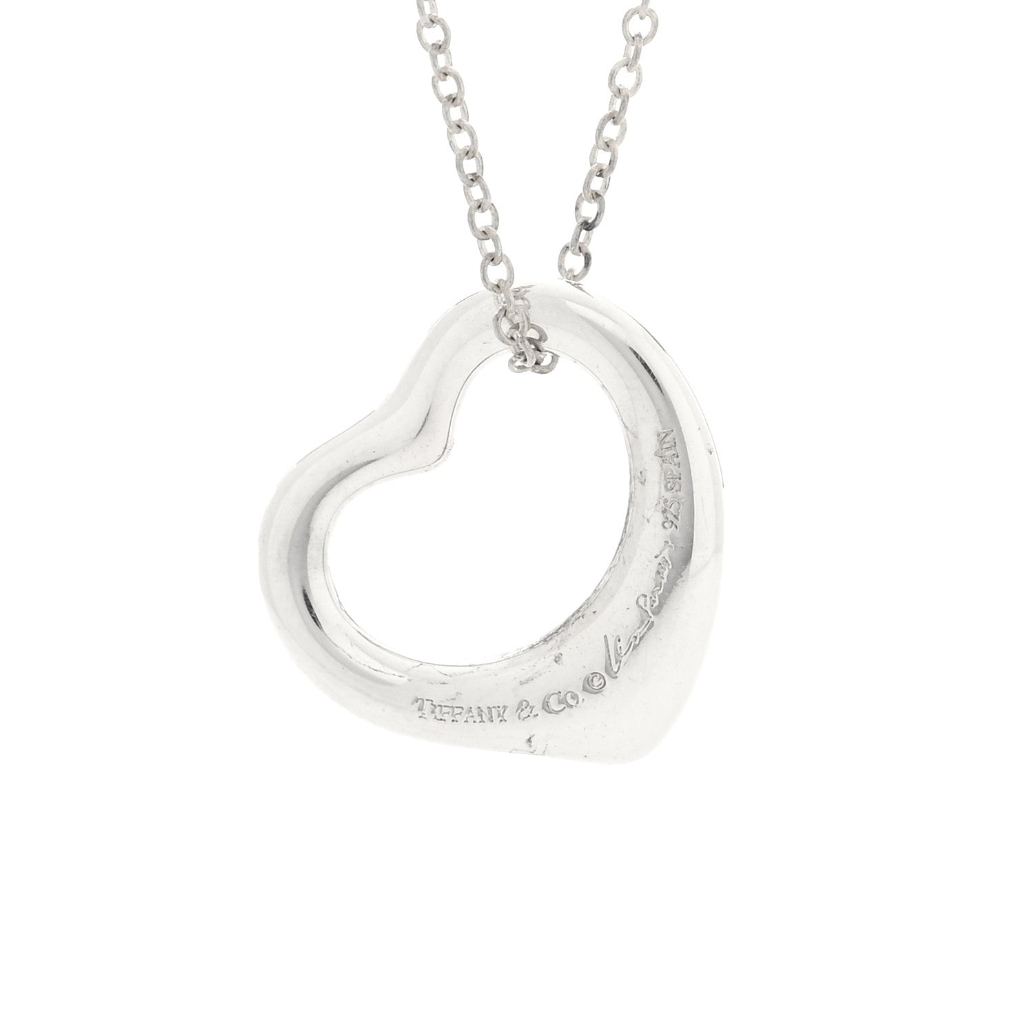 Tiffany Sterling Silver 16mm Elsa Peretti Open Heart Pendant Necklace 4 of 5