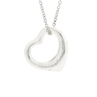 Tiffany Sterling Silver 16mm Elsa Peretti Open Heart Pendant Necklace 4 of 5
