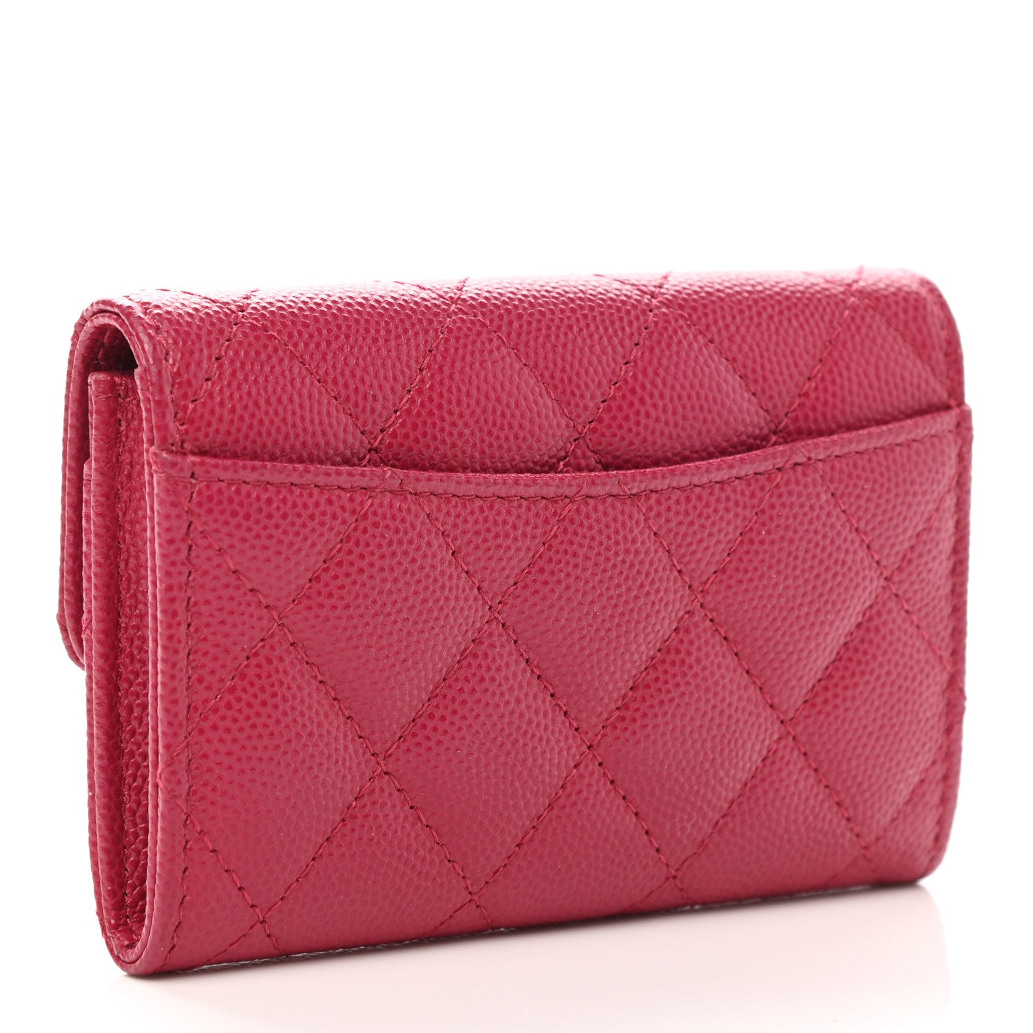 Chanel Caviar Quilted Flap Card Holder Wallet Dark Pink 3 of 9