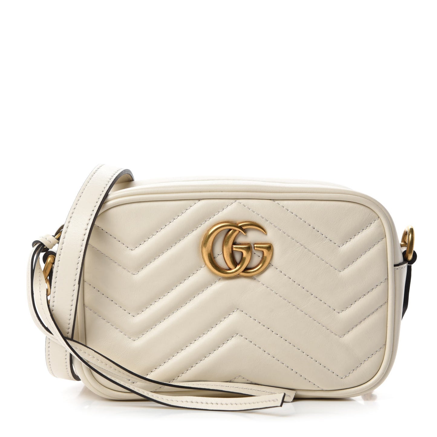 Calfskin Matelasse Mini GG Marmont Chain Shoulder Bag White