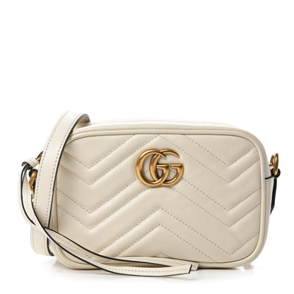 Gucci Calfskin Matelasse Mini GG Marmont Chain Shoulder Bag White 1 of 10
