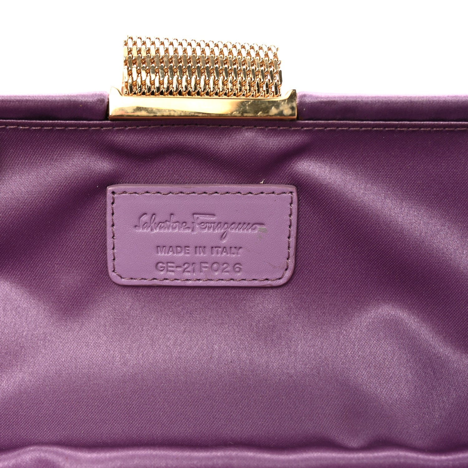 Salvatore Ferragamo Satin Clutch Purple 6 of 6