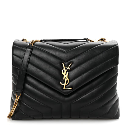 Saint Laurent Calfskin Y Quilted Monogram Medium Loulou Chain Satchel Black 1 of 9
