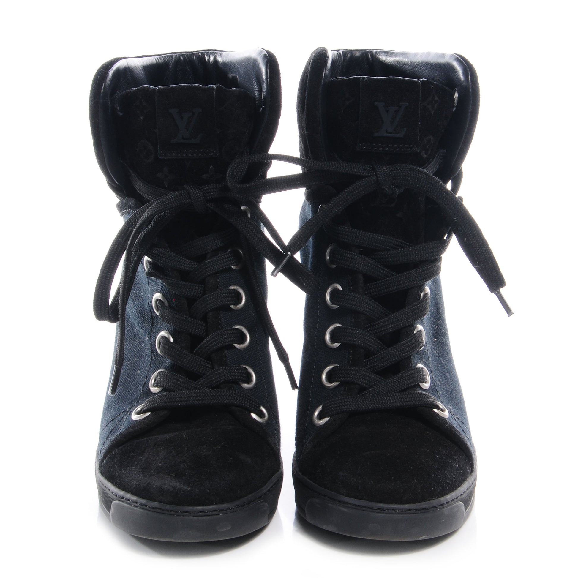 Louis Vuitton Suede Batignolles Wedges 36.5 Black 2 of 7