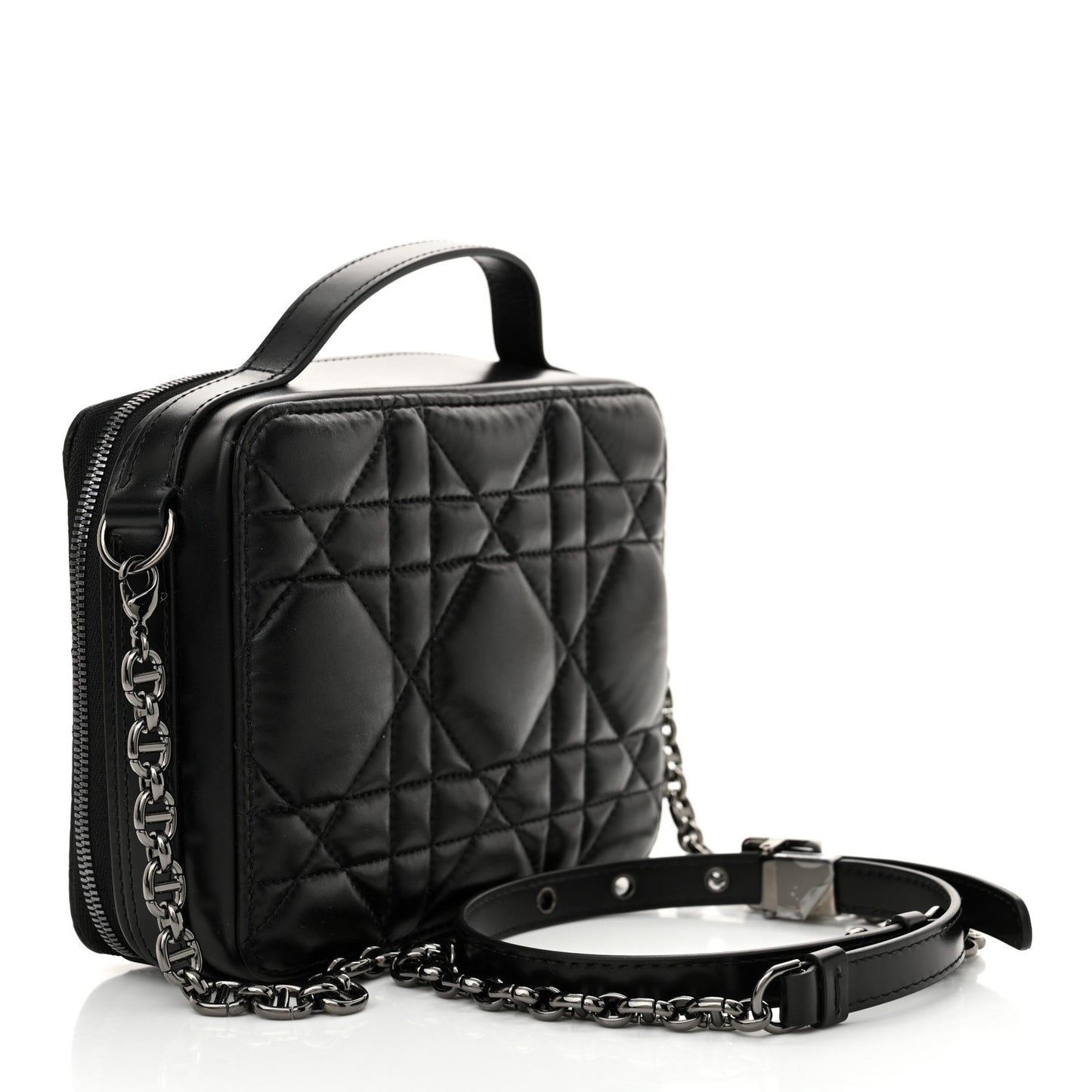 Calfskin Macrocannage Caro Box Bag Black