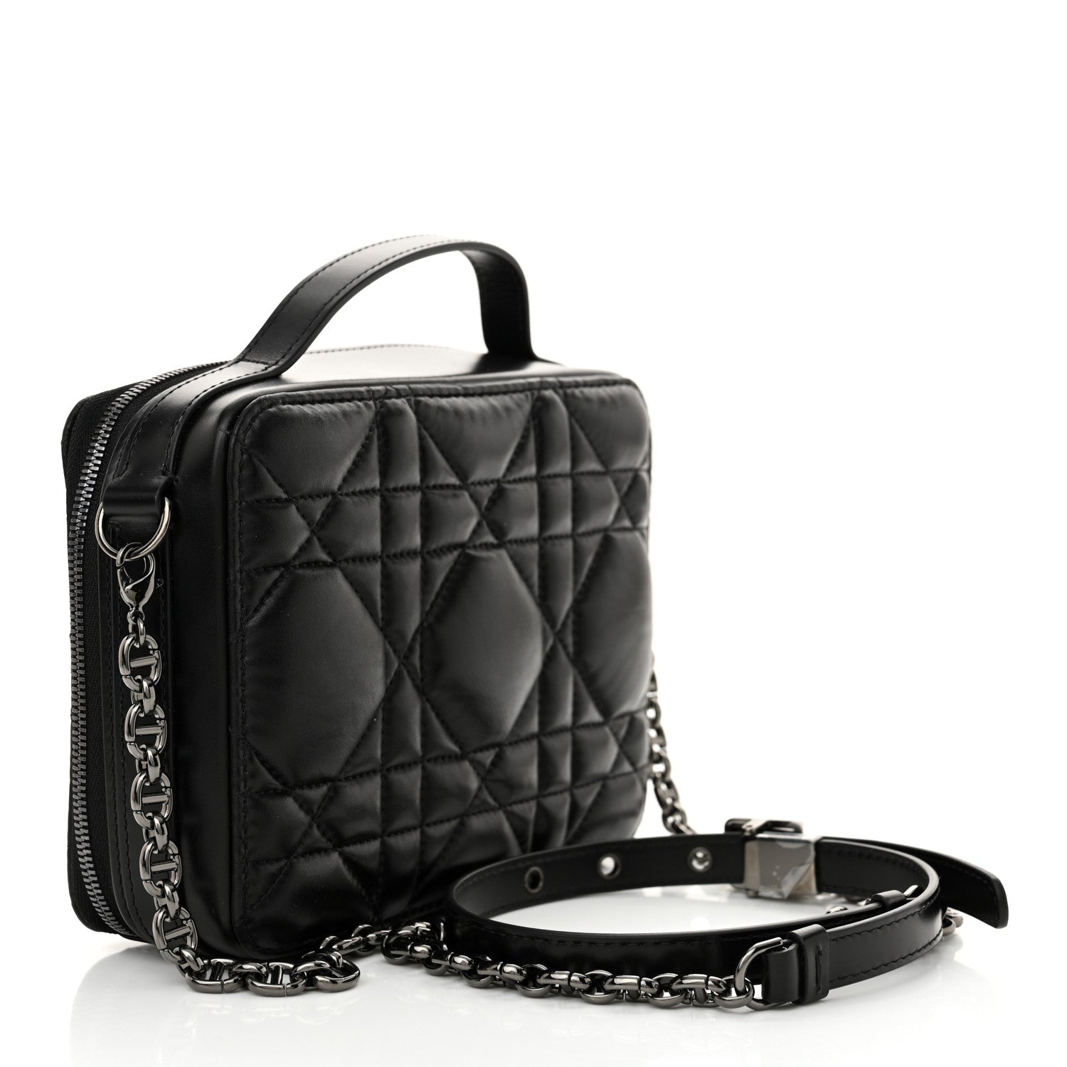 Christian Dior Calfskin Macrocannage Caro Box Bag Black 3 of 10