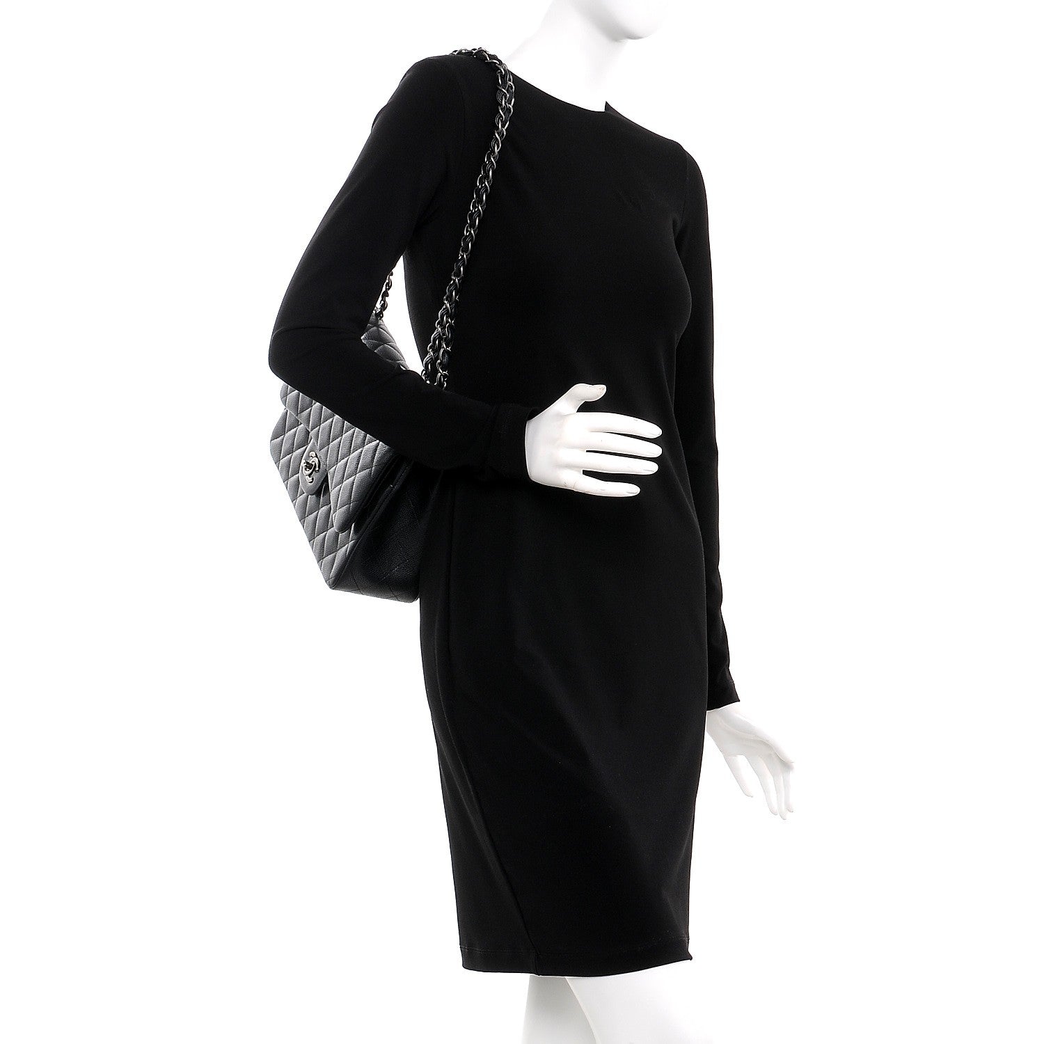Chanel Caviar Quilted Jumbo Double Flap Black 3 of 9