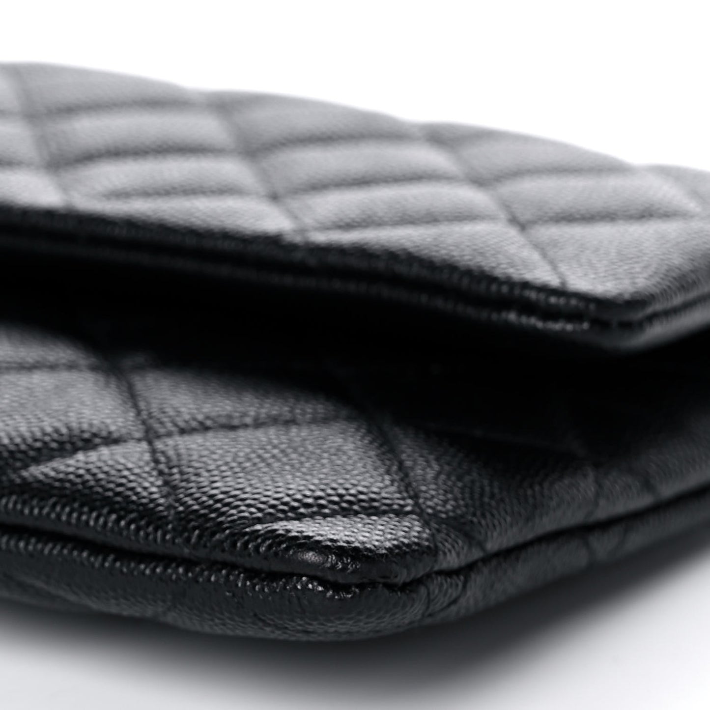 Caviar Quilted Flap Clutch Black