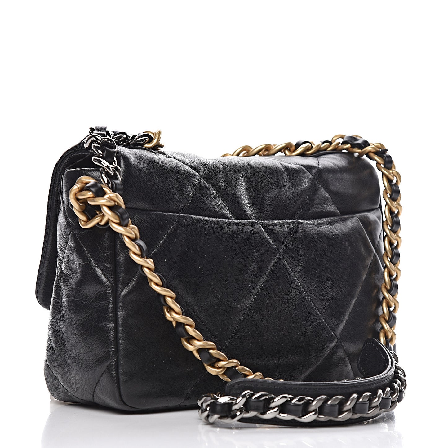Lambskin Quilted Medium 19 Flap Black