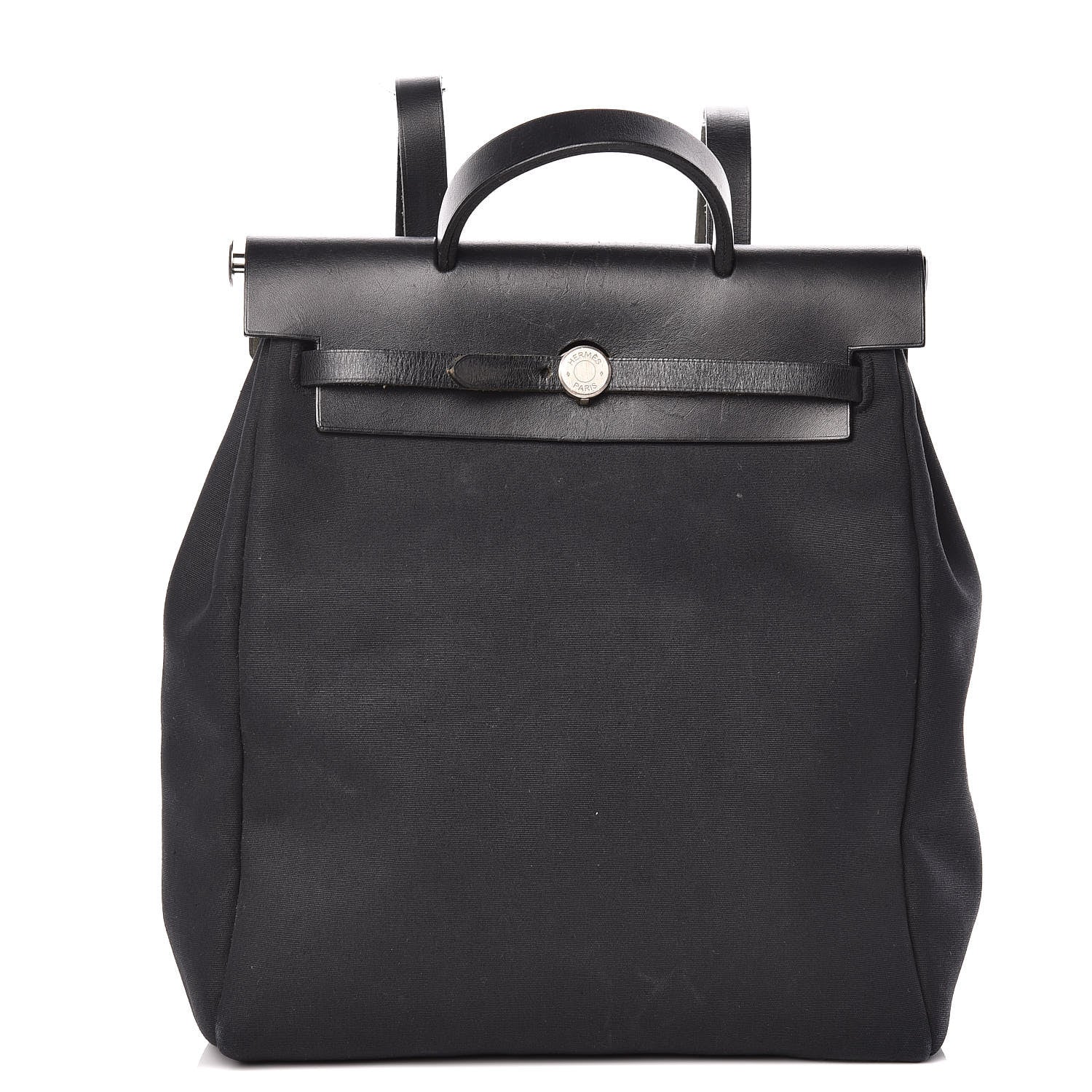 Hermes Toile Vache Calfskin Herbag 30 PM Backpack Black 1 of 20