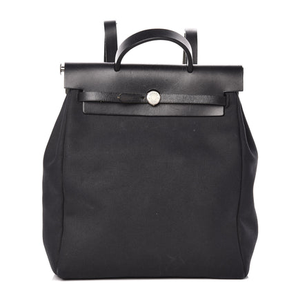 Hermes Toile Vache Calfskin Herbag 30 PM Backpack Black 1 of 20