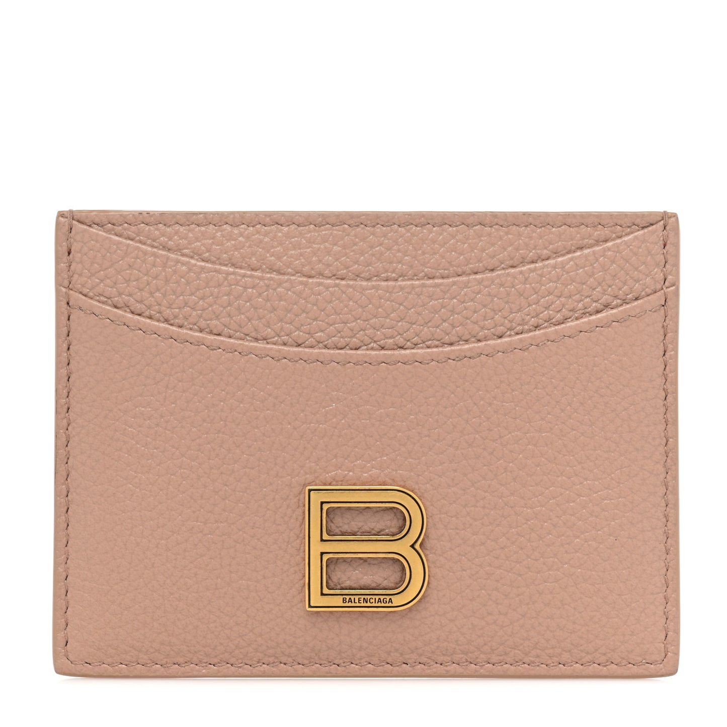 Grained Calfskin Hourglass Card Holder Nude Beige