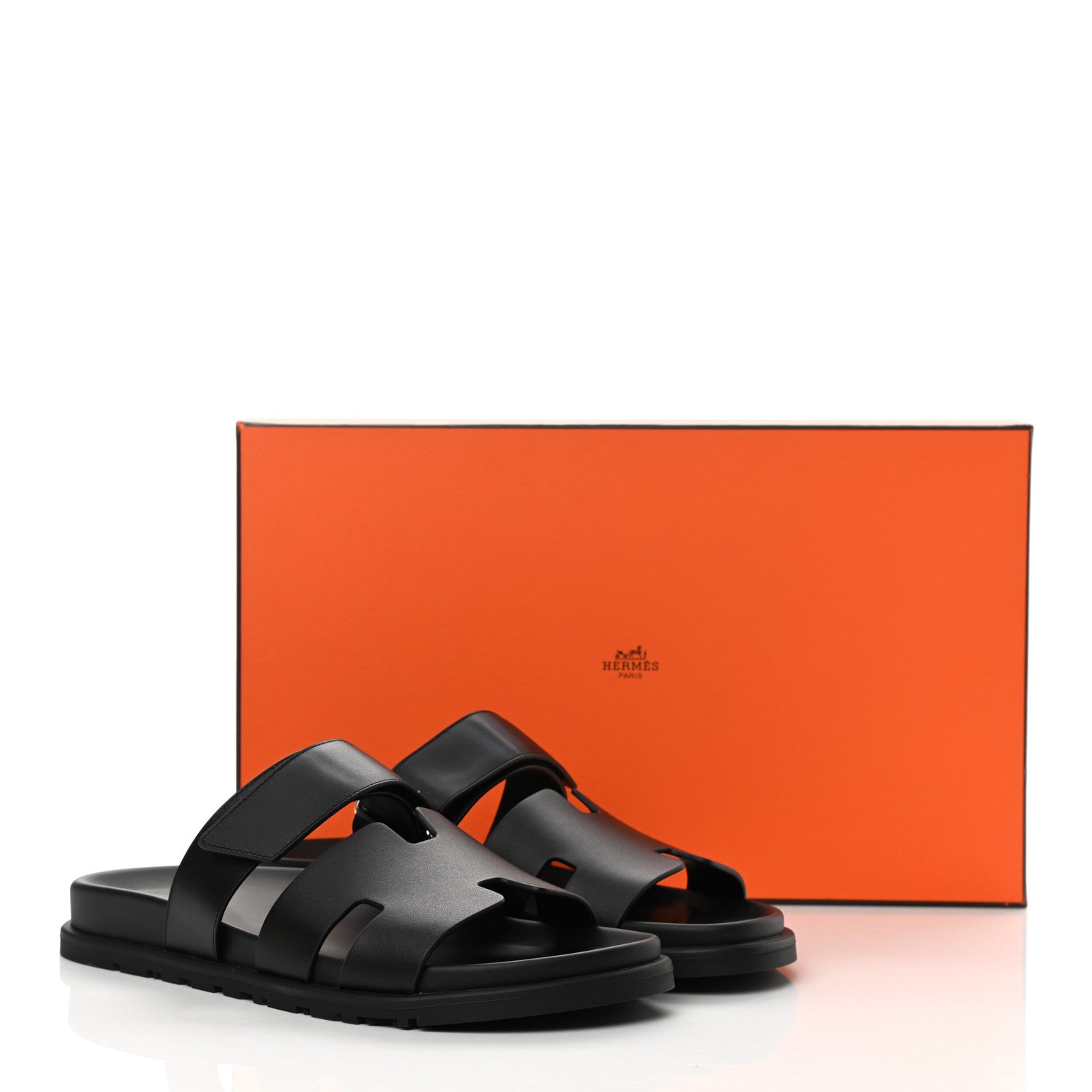 Hermes Calfskin Mens Chypre Sandals 41.5 Black 9 of 9