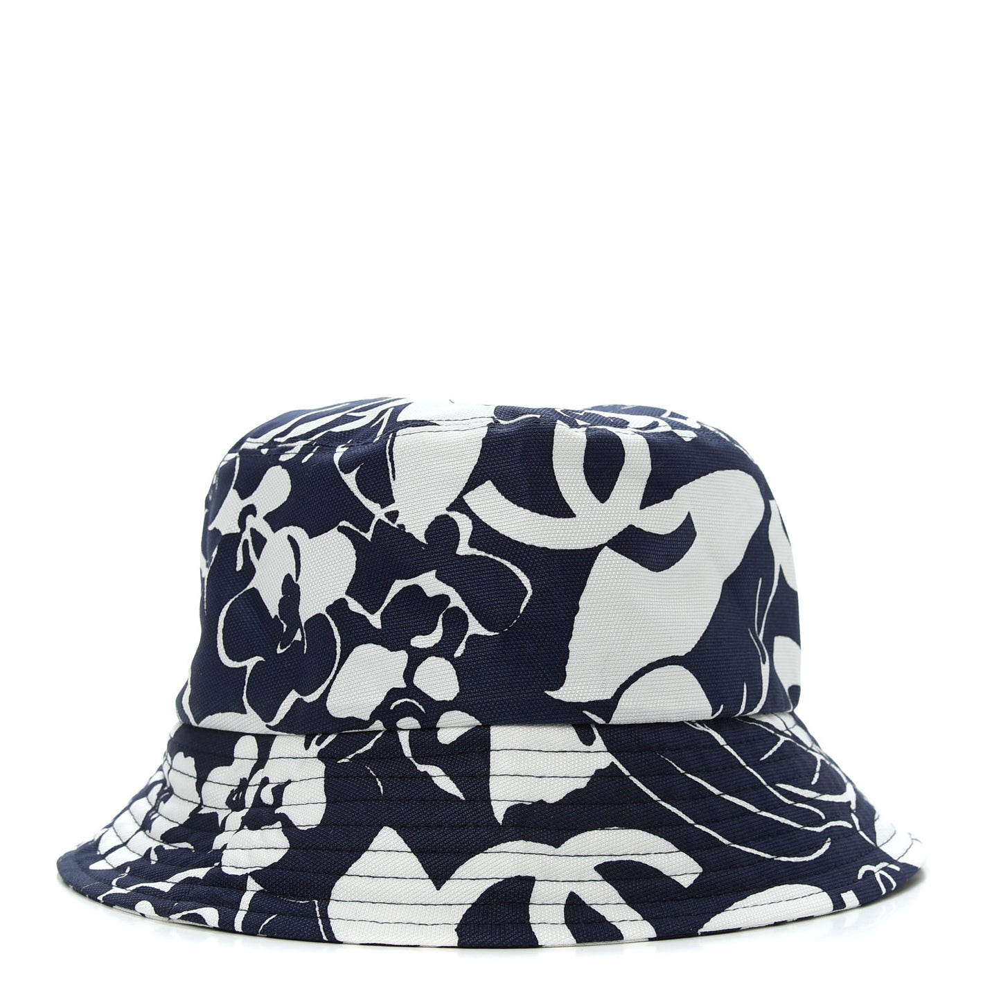 Cotton Canvas Bucket Hat M Navy Ivory