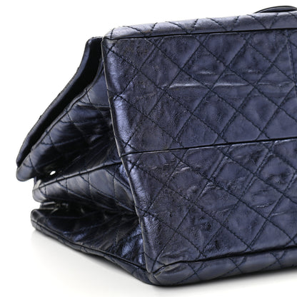 Chanel Metallic Calfskin Quilted XL Accordion Reissue Flap Navy 10 of 14
