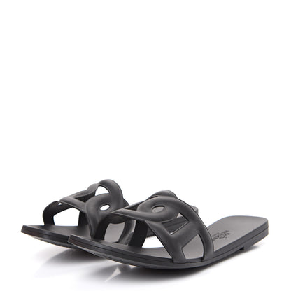 Hermes Rubber Aloha Sandals 37 Black 3 of 8
