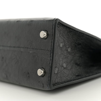 Hermes Ostrich Kelly Sellier Mini 20 Black 10 of 12