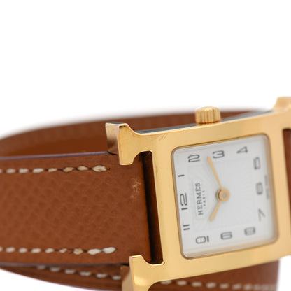 Hermes Stainless Steel Epsom 21mm Heure H Hour Double Tour Quartz Watch Gold 5 of 6