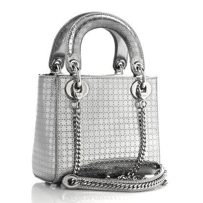 Christian Dior Metallic Patent Micro-Cannage Mini Lady Dior Silver 2 of 10