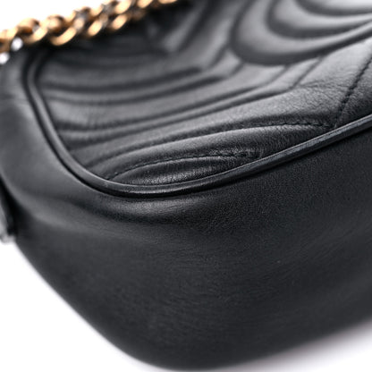 Gucci Calfskin Matelasse Small GG Marmont Chain Shoulder Bag Black 11 of 19