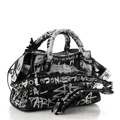 Balenciaga Agneau Arena Graffiti Neo Cagole Handbag XS Black White 3 of 8