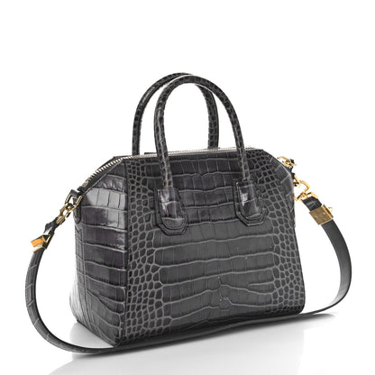 Givenchy Calfskin Crocodile Embossed Small Antigona Storm Grey 3 of 8