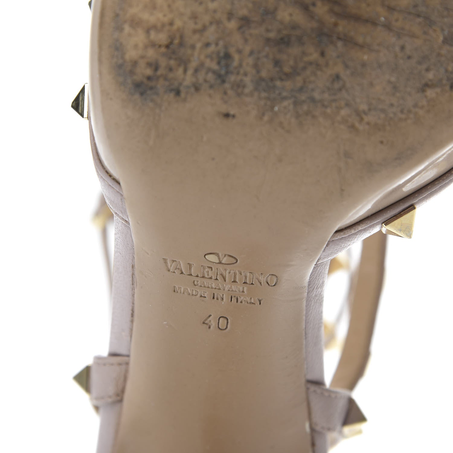 Valentino Garavani Patent Rockstud Ankle Strap Low Heel Pumps 40 Poudre 8 of 11