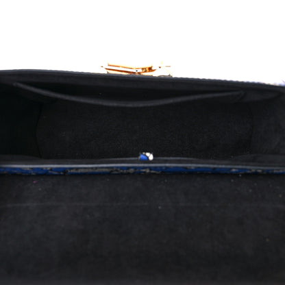 Louis Vuitton Calfskin Lace Flower Inlay Twist Shoulder Bag MM Navy Black 4 of 8