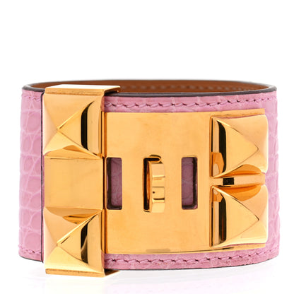 Hermes Matte Alligator Collier De Chien CDC Bracelet T2 5P Pink 3 of 6